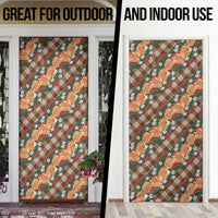 Polynesian Monstera Tiare Floral Door Cover Chocolate Brown Tropical Plaid LT01 - Polynesian Pride