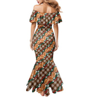 Polynesian Monstera Tiare Floral Mermaid Dress Chocolate Brown Tropical Plaid LT01 - Polynesian Pride