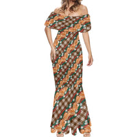 Polynesian Monstera Tiare Floral Mermaid Dress Chocolate Brown Tropical Plaid LT01 - Polynesian Pride