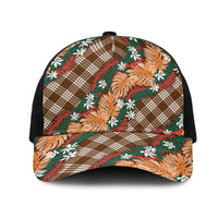 Polynesian Monstera Tiare Floral Mesh Trucker Cap Chocolate Brown Tropical Plaid LT01 One Size Black Brown - Polynesian Pride