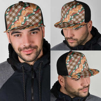 Polynesian Monstera Tiare Floral Mesh Trucker Cap Chocolate Brown Tropical Plaid - Polynesian Pride