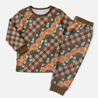 Polynesian Monstera Tiare Floral Christmas Pajama Set Chocolate Brown Tropical Plaid LT01 Men Brown - Polynesian Pride