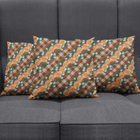 Polynesian Monstera Tiare Floral Pillow Cover Chocolate Brown Tropical Plaid - Polynesian Pride