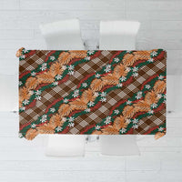 Polynesian Monstera Tiare Floral Tablecloth Chocolate Brown Tropical Plaid LT01 Brown - Polynesian Pride