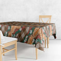 Polynesian Monstera Tiare Floral Tablecloth Chocolate Brown Tropical Plaid LT01 - Polynesian Pride