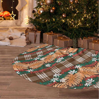 Polynesian Monstera Tiare Floral Tree Skirt Chocolate Brown Tropical Plaid LT01 - Polynesian Pride