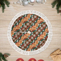 Polynesian Monstera Tiare Floral Tree Skirt Chocolate Brown Tropical Plaid LT01 Fringed Brown - Polynesian Pride