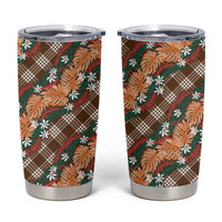 Polynesian Monstera Tiare Floral Tumbler Cup Chocolate Brown Tropical Plaid LT01 Brown - Polynesian Pride