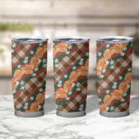 Polynesian Monstera Tiare Floral Tumbler Cup Chocolate Brown Tropical Plaid LT01 - Polynesian Pride
