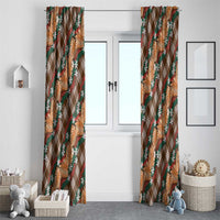 Polynesian Monstera Tiare Floral Window Curtain Chocolate Brown Tropical Plaid - Polynesian Pride