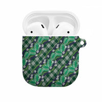 Polynesian Monstera Tiare Floral AirPods Case Forest Green Tropical Plaid LT01 Green - Polynesian Pride