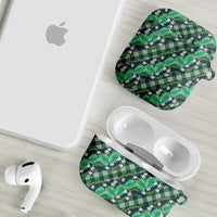 Polynesian Monstera Tiare Floral AirPods Case Forest Green Tropical Plaid - Polynesian Pride