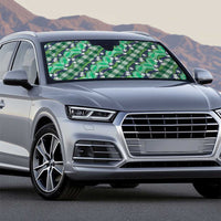 Polynesian Monstera Tiare Floral Auto Sun Shade Forest Green Tropical Plaid - Polynesian Pride