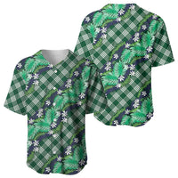 Polynesian Monstera Tiare Floral Baseball Jersey Forest Green Tropical Plaid LT01 - Polynesian Pride