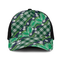 Polynesian Monstera Tiare Floral Baseball Net Cap Forest Green Tropical Plaid LT01 One Size Black Green - Polynesian Pride