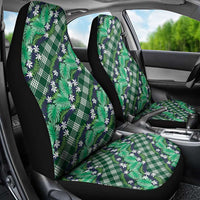 Polynesian Monstera Tiare Floral Car Seat Cover Forest Green Tropical Plaid LT01 - Polynesian Pride