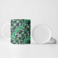 Polynesian Monstera Tiare Floral Ceramic Mug Forest Green Tropical Plaid LT01 - Polynesian Pride