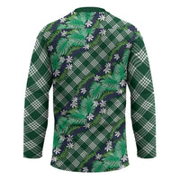 Polynesian Monstera Tiare Floral Hockey Jersey Forest Green Tropical Plaid LT01 - Polynesian Pride