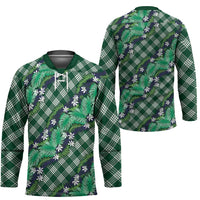 Polynesian Monstera Tiare Floral Hockey Jersey Forest Green Tropical Plaid LT01 - Polynesian Pride