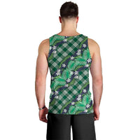 Polynesian Monstera Tiare Floral Men Tank Top Forest Green Tropical Plaid LT01 - Polynesian Pride