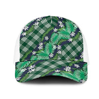 Polynesian Monstera Tiare Floral Mesh Trucker Cap Forest Green Tropical Plaid LT01 One Size White Green - Polynesian Pride