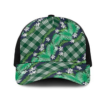 Polynesian Monstera Tiare Floral Mesh Trucker Cap Forest Green Tropical Plaid LT01 One Size Black Green - Polynesian Pride