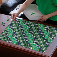 Polynesian Monstera Tiare Floral Puzzle Forest Green Tropical Plaid LT01 - Polynesian Pride