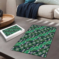 Polynesian Monstera Tiare Floral Puzzle Forest Green Tropical Plaid LT01 - Polynesian Pride