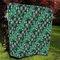 Polynesian Monstera Tiare Floral Quilt Forest Green Tropical Plaid - Polynesian Pride