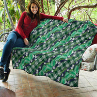 Polynesian Monstera Tiare Floral Quilt Forest Green Tropical Plaid - Polynesian Pride