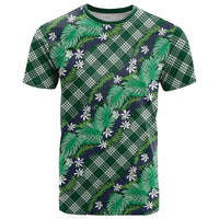 Polynesian Monstera Tiare Floral T Shirt Forest Green Tropical Plaid LT01 Green - Polynesian Pride