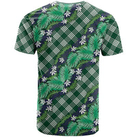 Polynesian Monstera Tiare Floral T Shirt Forest Green Tropical Plaid LT01 - Polynesian Pride