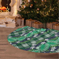 Polynesian Monstera Tiare Floral Tree Skirt Forest Green Tropical Plaid LT01 - Polynesian Pride