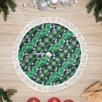 Polynesian Monstera Tiare Floral Tree Skirt Forest Green Tropical Plaid LT01 Fringed Green - Polynesian Pride