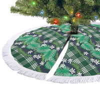 Polynesian Monstera Tiare Floral Tree Skirt Forest Green Tropical Plaid LT01 - Polynesian Pride