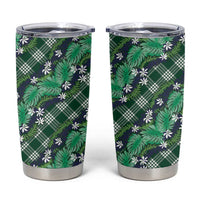 Polynesian Monstera Tiare Floral Tumbler Cup Forest Green Tropical Plaid LT01 Green - Polynesian Pride