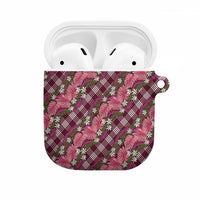 Polynesian Monstera Tiare Floral AirPods Case Fuchsia Tropical Plaid LT01 Pink - Polynesian Pride
