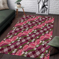 Polynesian Monstera Tiare Floral Area Rug Fuchsia Tropical Plaid - Polynesian Pride