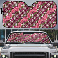 Polynesian Monstera Tiare Floral Auto Sun Shade Fuchsia Tropical Plaid - Polynesian Pride