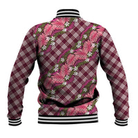 Polynesian Monstera Tiare Floral Baseball Jacket Fuchsia Tropical Plaid LT01 - Polynesian Pride