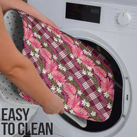 Polynesian Monstera Tiare Floral Bathroom Set Fuchsia Tropical Plaid - Polynesian Pride