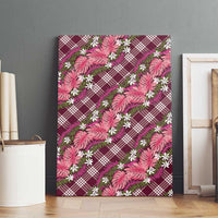 Polynesian Monstera Tiare Floral Canvas Wall Art Fuchsia Tropical Plaid LT01 - Polynesian Pride