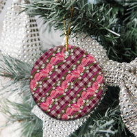 Polynesian Monstera Tiare Floral Ceramic Ornament Fuchsia Tropical Plaid LT01 - Polynesian Pride