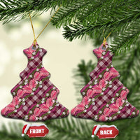 Polynesian Monstera Tiare Floral Ceramic Ornament Fuchsia Tropical Plaid LT01 Christmas Tree Pink - Polynesian Pride