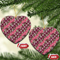 Polynesian Monstera Tiare Floral Ceramic Ornament Fuchsia Tropical Plaid LT01 Heart Pink - Polynesian Pride