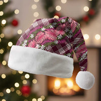 Polynesian Monstera Tiare Floral Christmas Santa Hat Fuchsia Tropical Plaid LT01 Without Fur Pink - Polynesian Pride