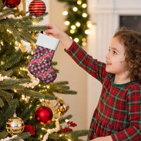 Polynesian Monstera Tiare Floral Christmas Stocking Fuchsia Tropical Plaid - Polynesian Pride