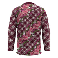 Polynesian Monstera Tiare Floral Hockey Jersey Fuchsia Tropical Plaid LT01 - Polynesian Pride