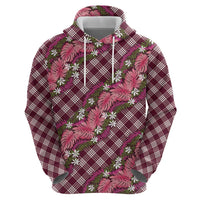 Polynesian Monstera Tiare Floral Hoodie Fuchsia Tropical Plaid LT01 - Polynesian Pride