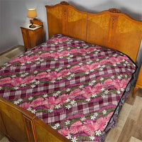 Polynesian Monstera Tiare Floral Quilt Fuchsia Tropical Plaid - Polynesian Pride